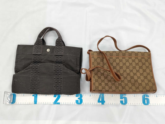 HERMES Air Line Tote / Gucci Old 004 49 0195 Bag Set Handbag