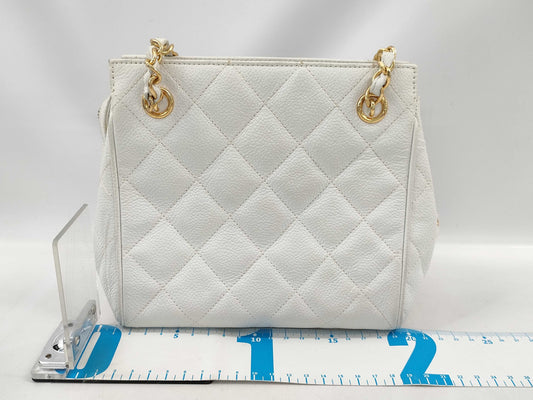 CHANEL Caviar Skin Chain White Shoulder Bag
