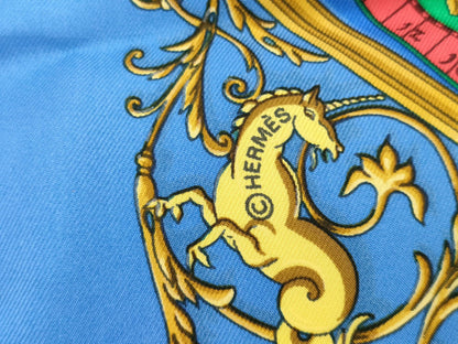HERMES Carre Petit Carre Faconnet Scarf Blue Scarf