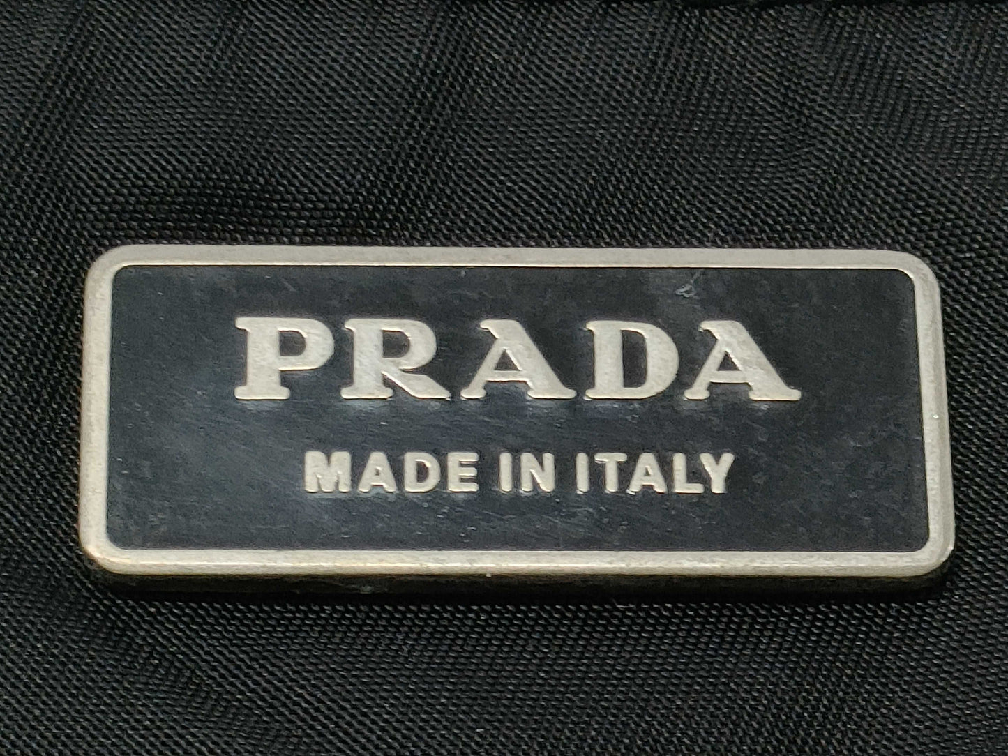 PRADA Nylon Triangle Logo Woven Hand Tote Bag