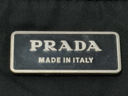 PRADA Nylon Triangle Logo Woven Hand Tote Bag
