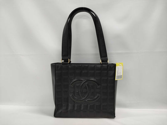 CHANEL Chocobar Lambskin Tote Handbag