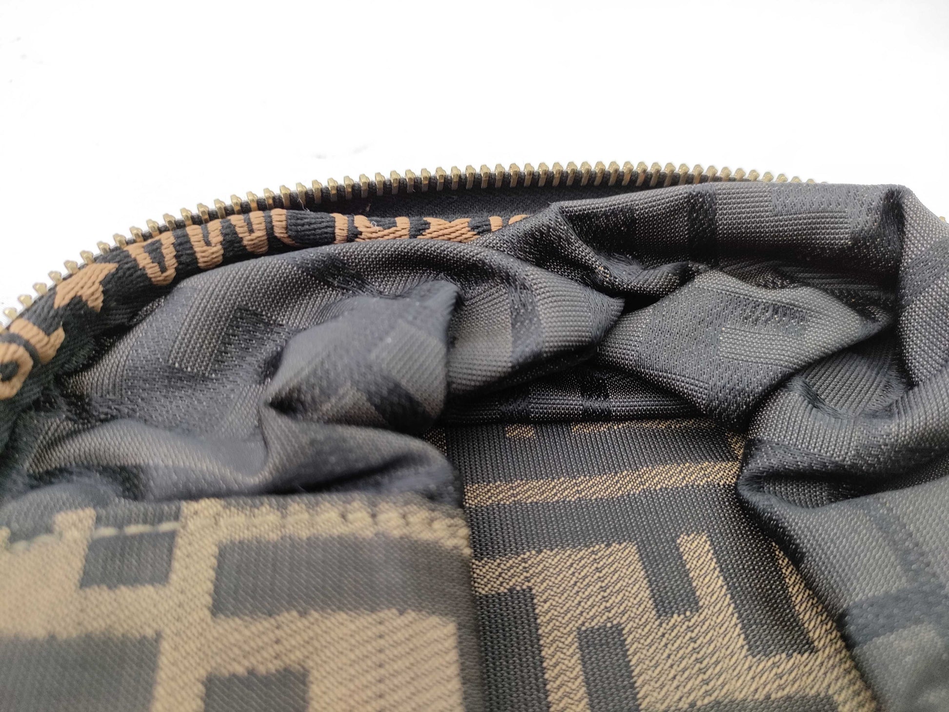 FENDI Zucca pattern vanity bag with tag sticker, foldable
