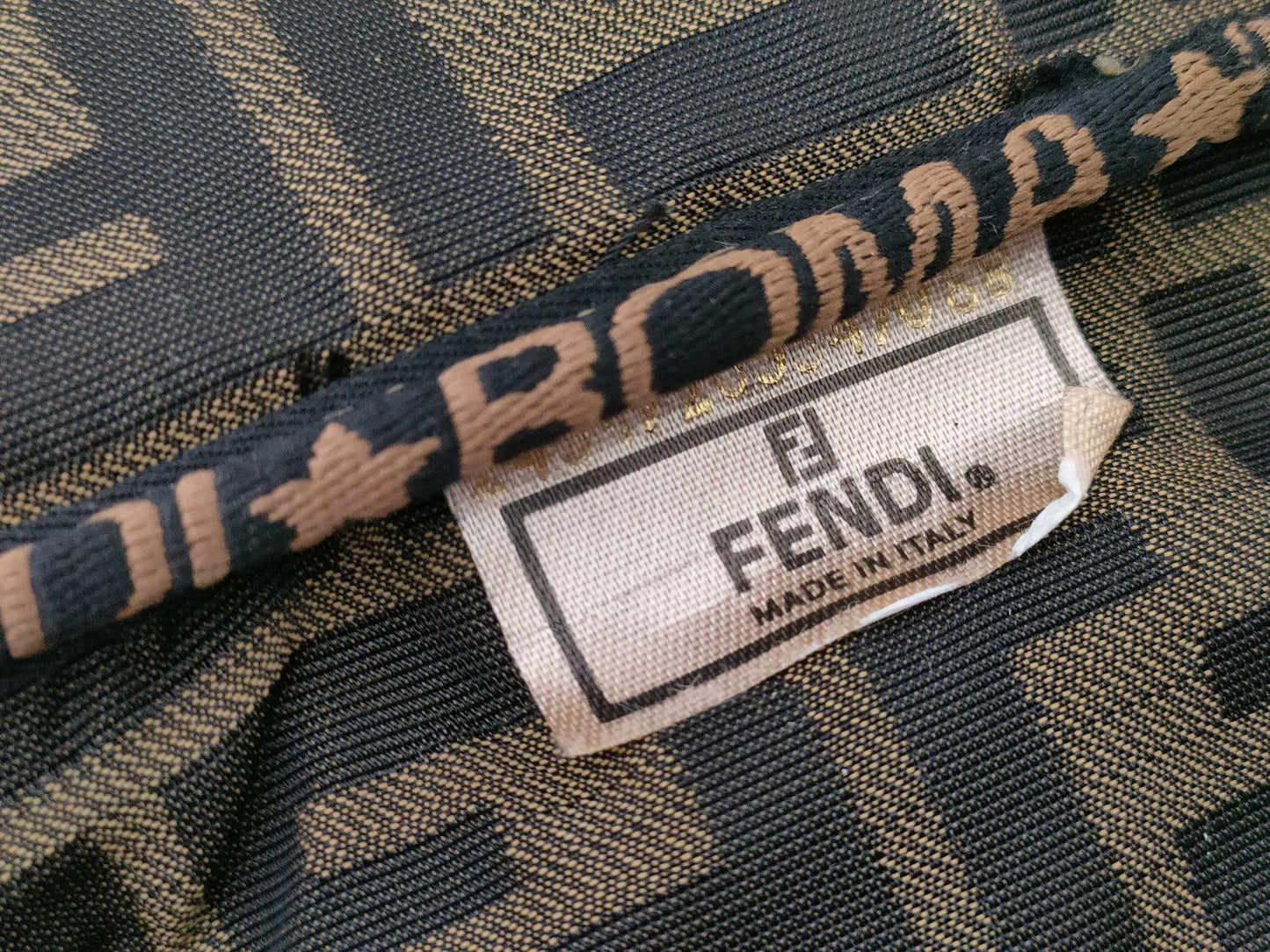 FENDI Zucca pattern vanity bag with tag sticker, foldable