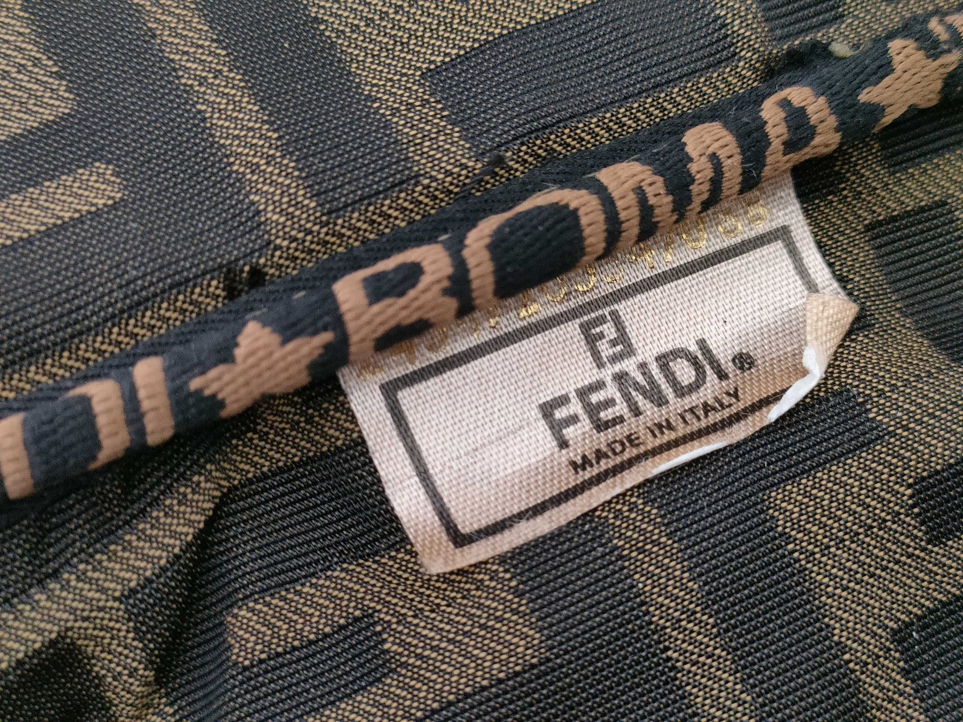 FENDI Zucca pattern vanity bag with tag sticker, foldable