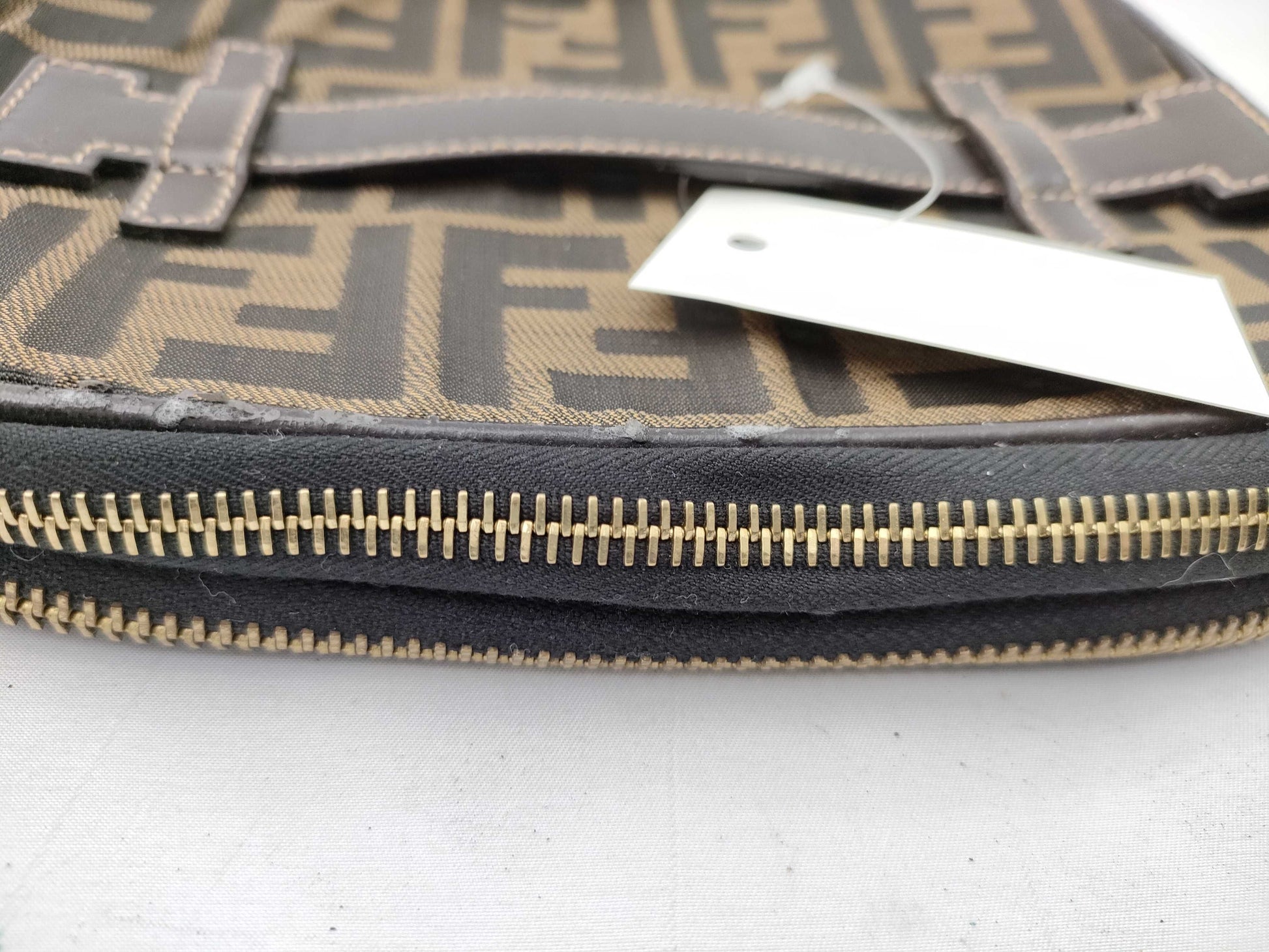 FENDI Zucca pattern vanity bag with tag sticker, foldable