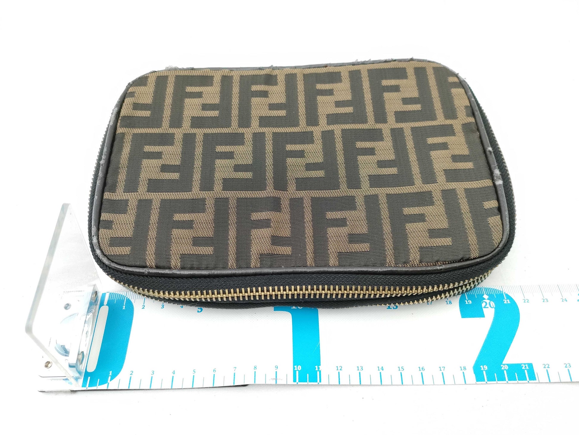FENDI Zucca pattern vanity bag with tag sticker, foldable
