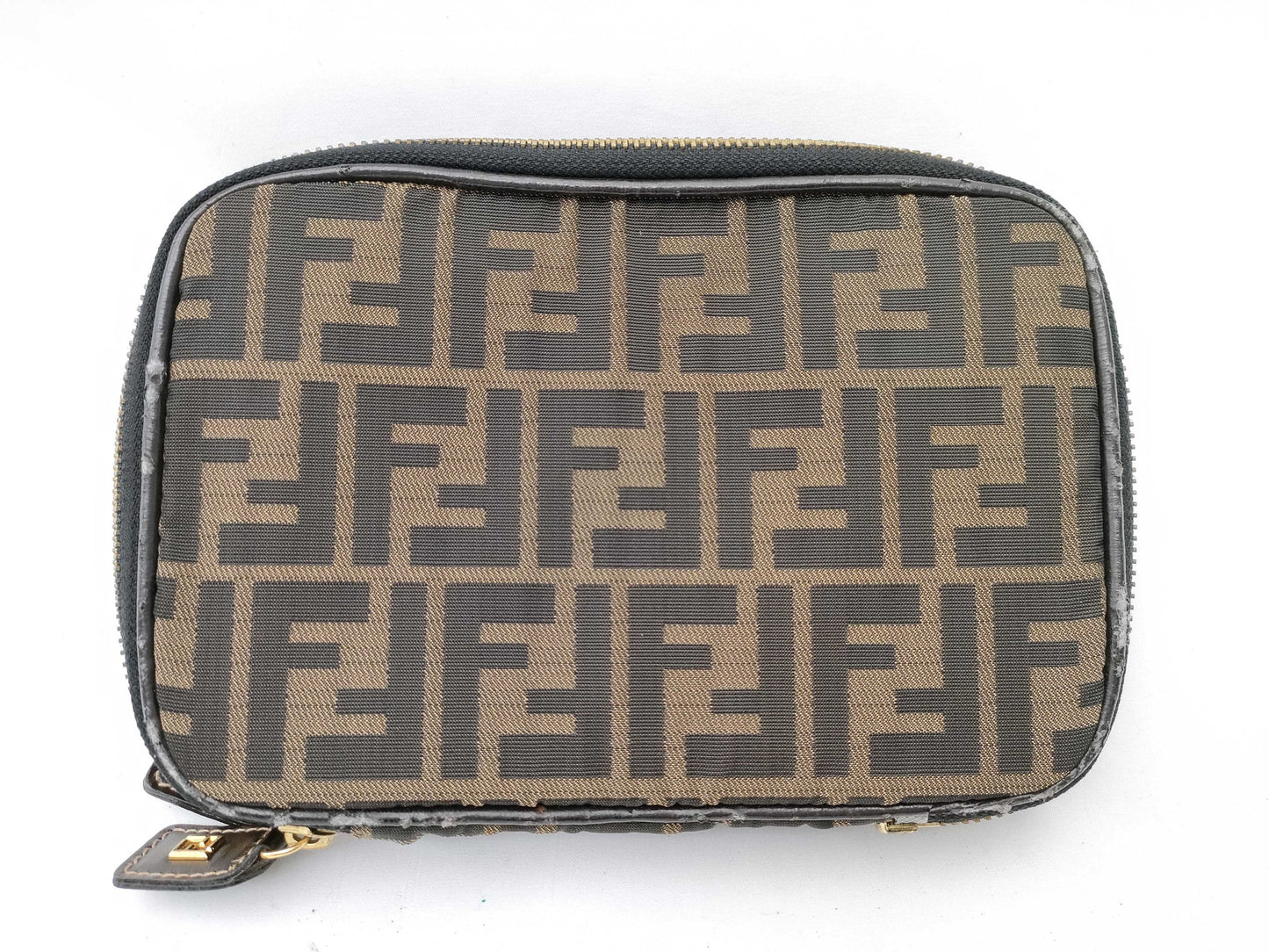 FENDI Zucca pattern vanity bag with tag sticker, foldable