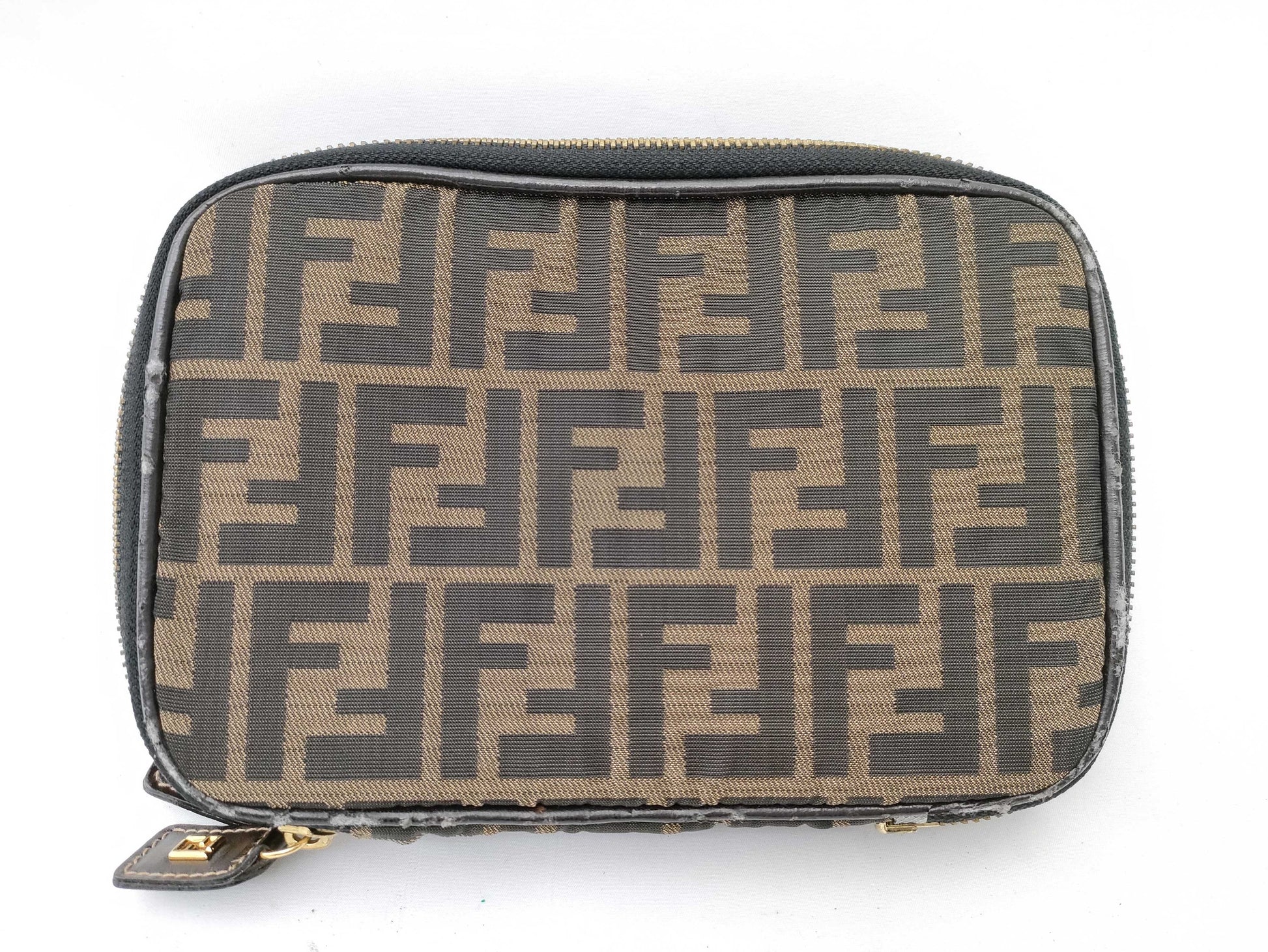 FENDI Zucca pattern vanity bag with tag sticker, foldable