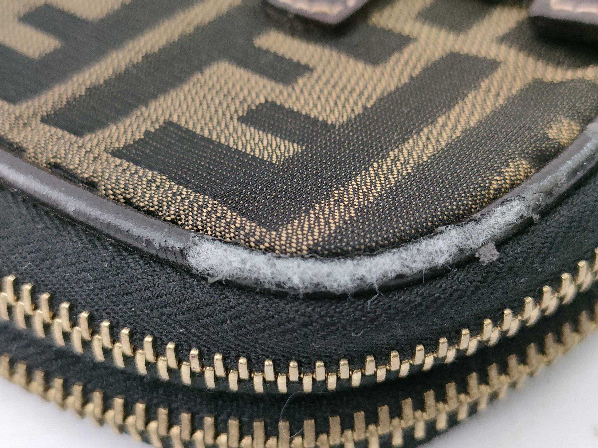 FENDI Zucca pattern vanity bag with tag sticker, foldable