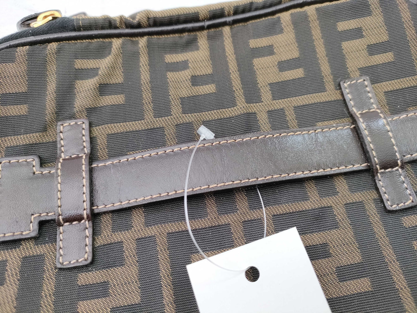 FENDI Zucca pattern vanity bag with tag sticker, foldable