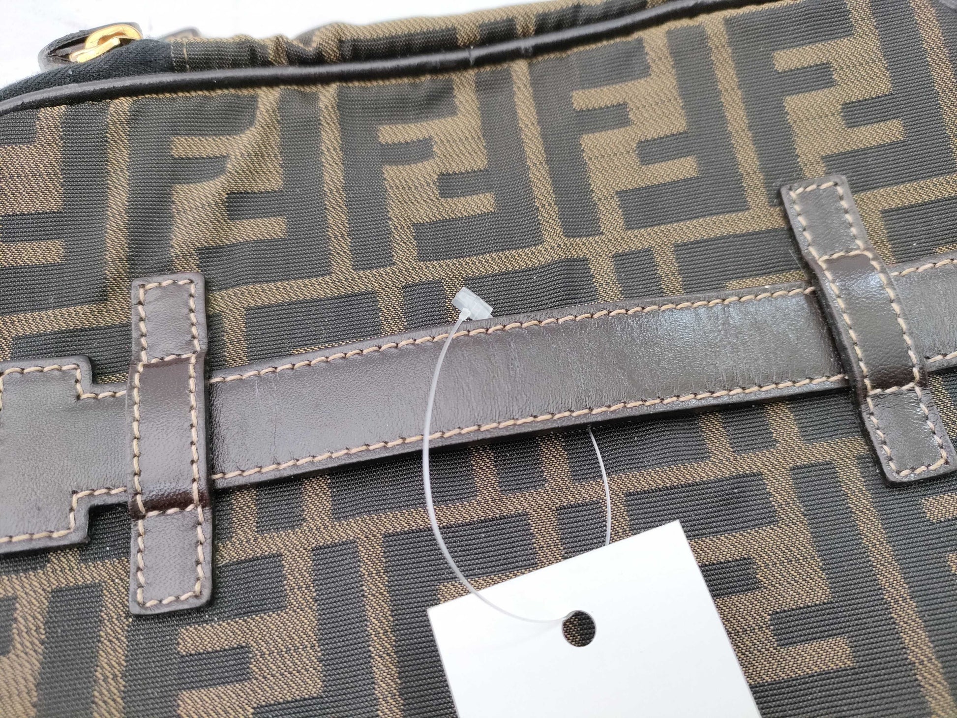 FENDI Zucca pattern vanity bag with tag sticker, foldable