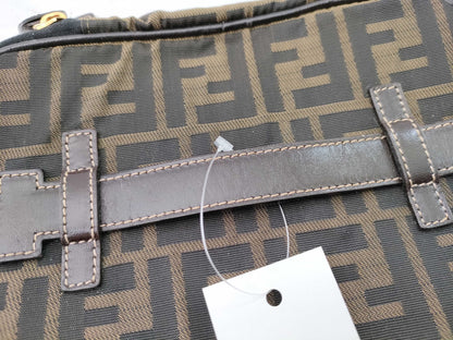 FENDI Zucca pattern vanity bag with tag sticker, foldable