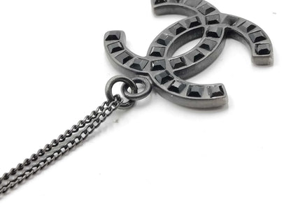 CHANEL 09P 09P Black Coco Necklace Necklace