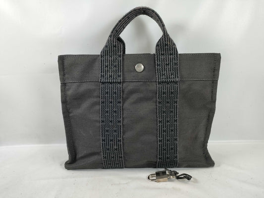 HERMES Foult Foult Mini Canvas Gray Handbag with Padlock