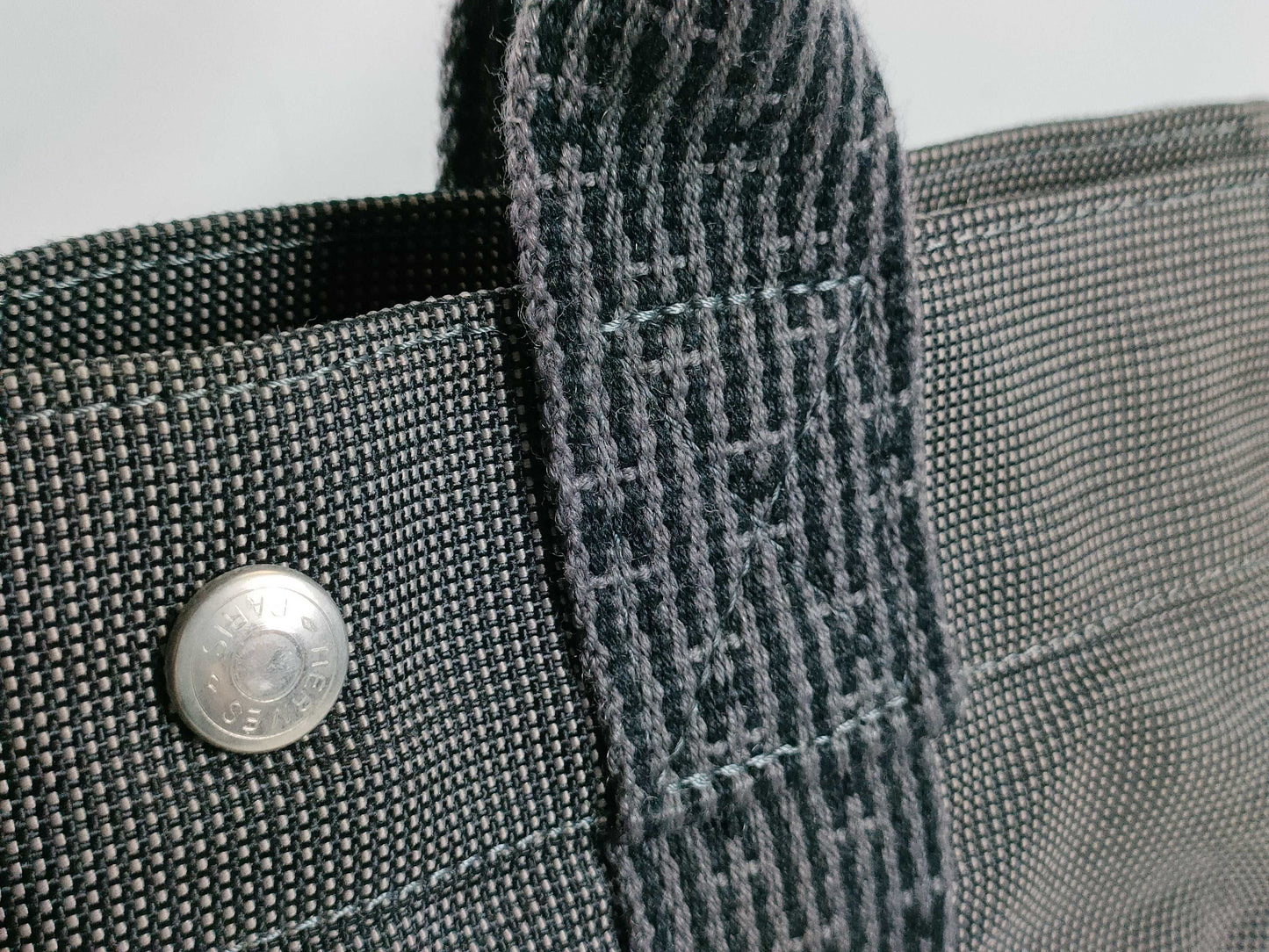 HERMES Foult Foult Mini Canvas Gray Handbag with Padlock