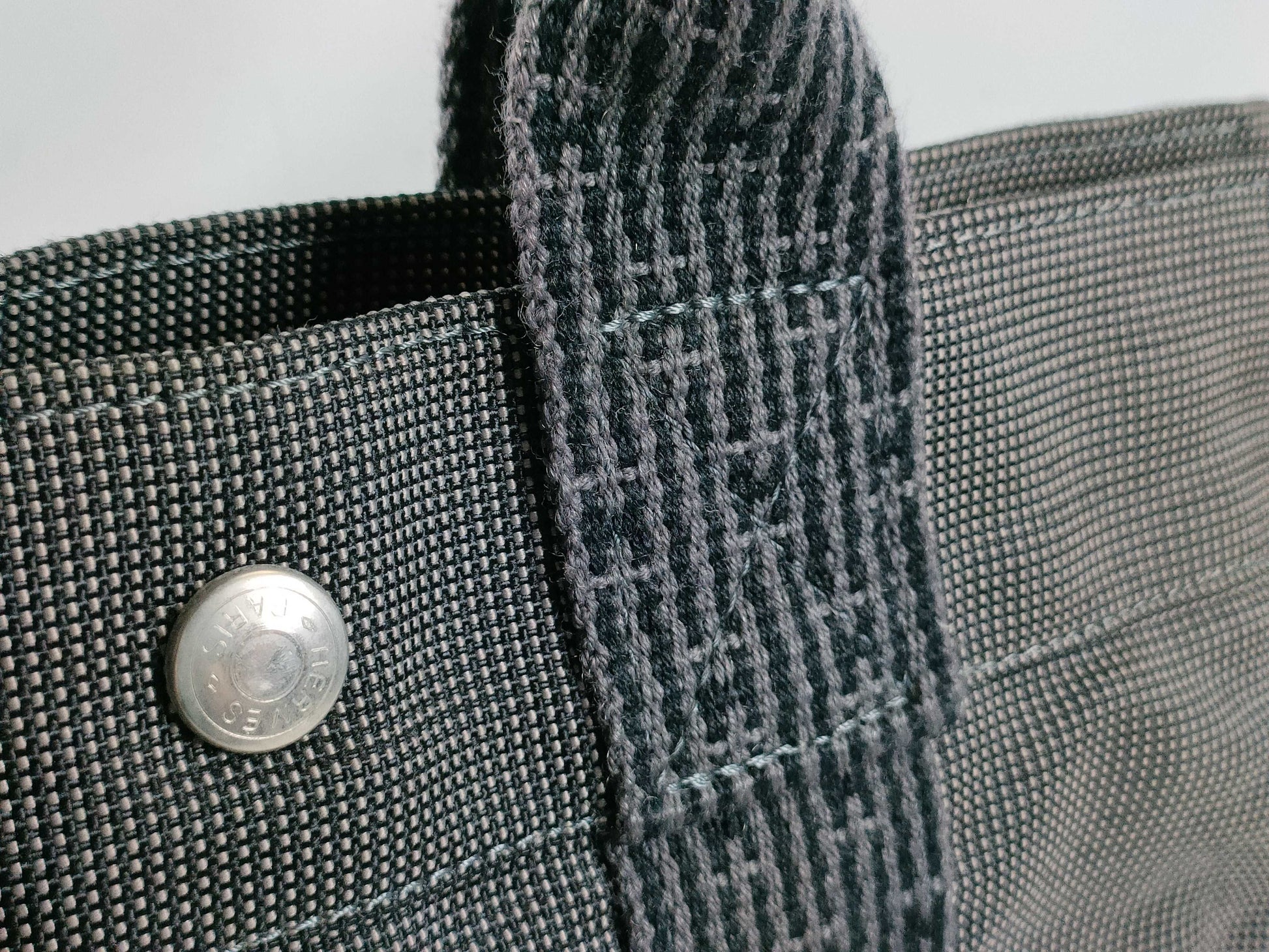 HERMES Foult Foult Mini Canvas Gray Handbag with Padlock