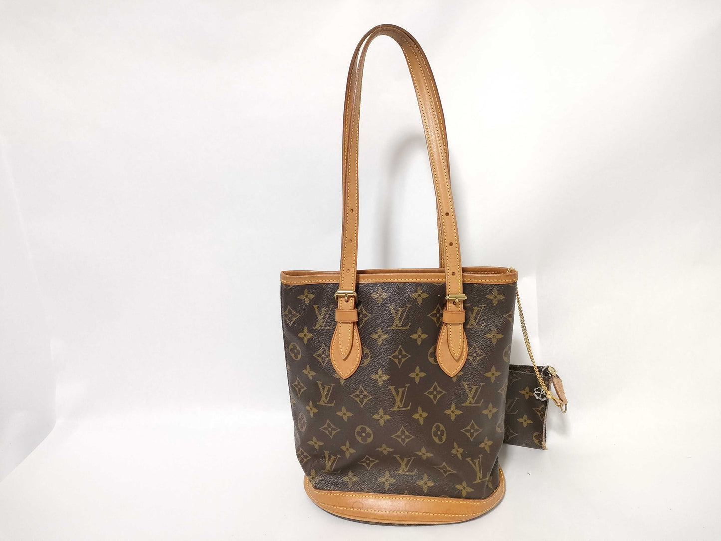 LOUIS VUITTON Monogram M42238 Petit Bucket/Tote Bag with Pouch