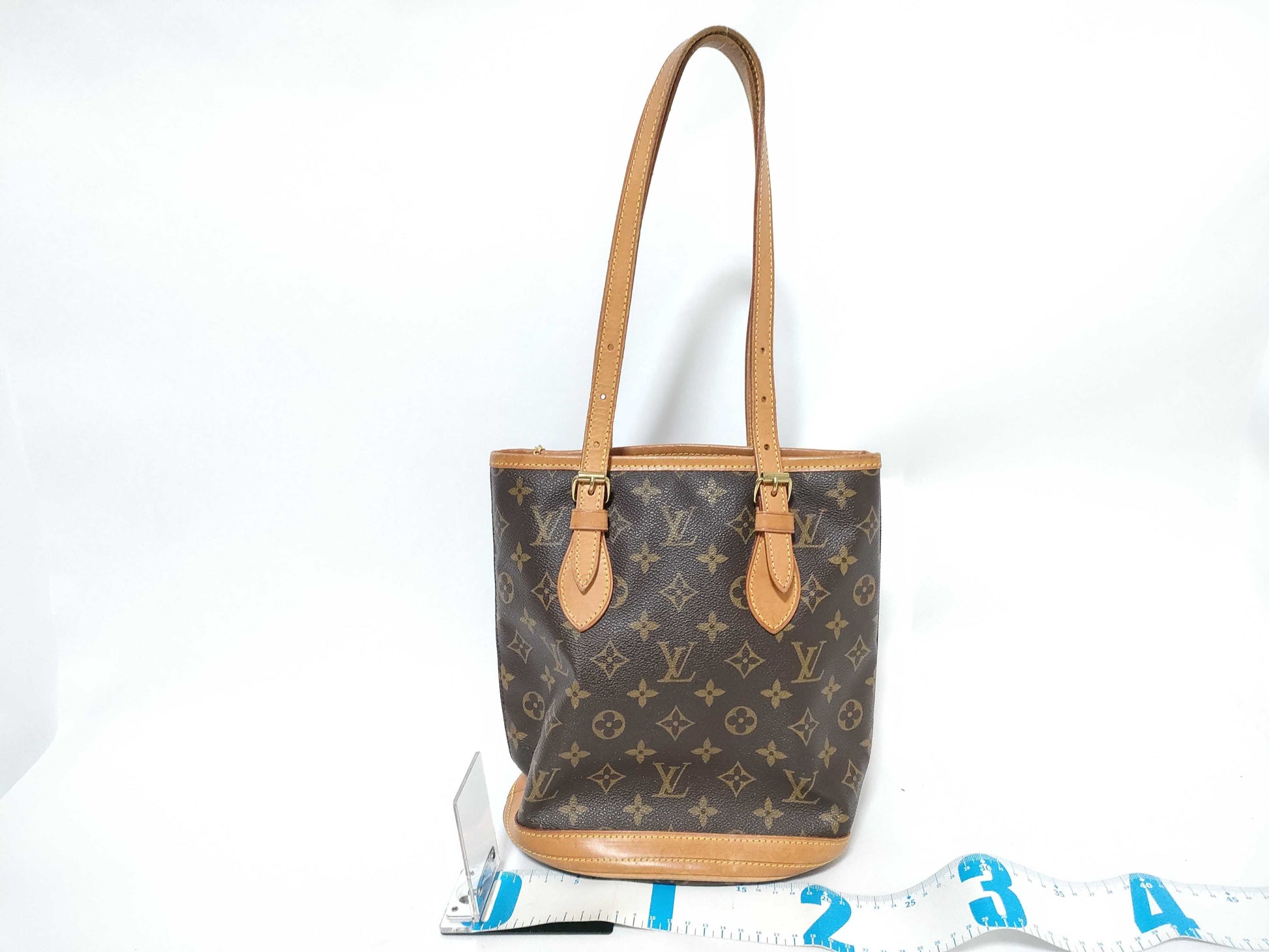 LOUIS VUITTON Monogram M42238 Petit Bucket/Tote Bag with Pouch