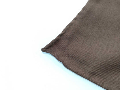 CHANEL Silk Stamp Pattern Brown Scarf