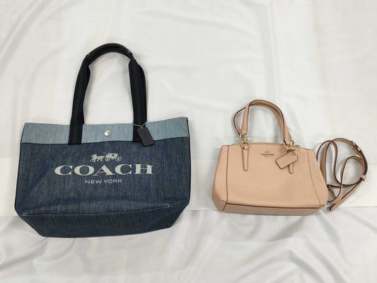COACH 57523 Leather Pink Handbag / 91131 Denim Tote Bag