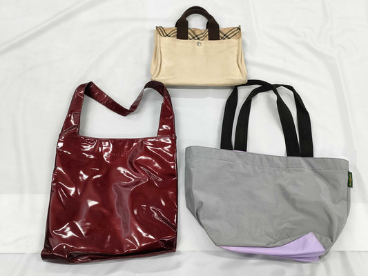 GUCCI 002 1817 0402 enamel / Burberry Nova handbag / Herve Chapelier nylon tote bag