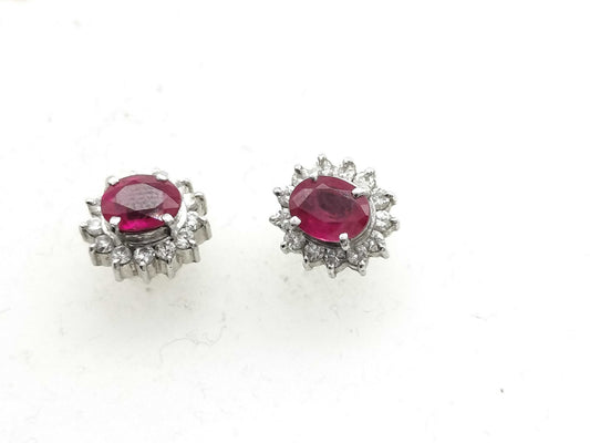 R 1.14ct D 0.31ct Pt900 3.0g Earrings 