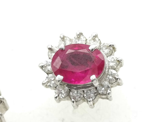 R 1.14ct D 0.31ct Pt900 3.0g Earrings 