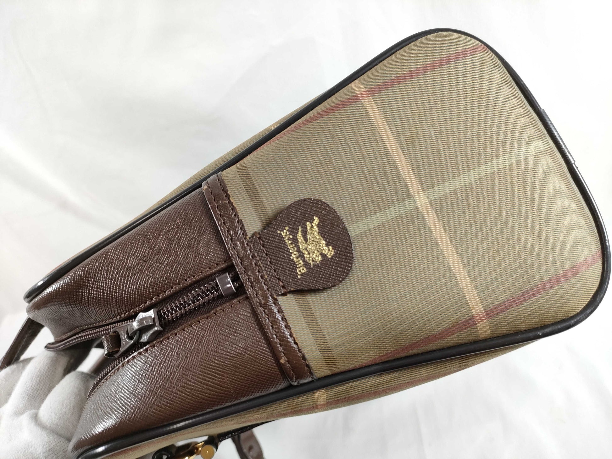 BURBERRY Check Handbag/Stained Handbag