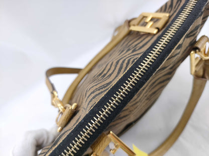 FENDI Leopard Print 2-Way Bag/FF Hardware Handbag
