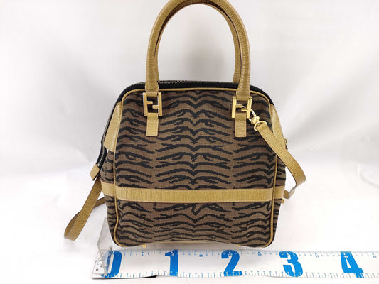 FENDI Leopard Print 2-Way Bag/FF Hardware Handbag