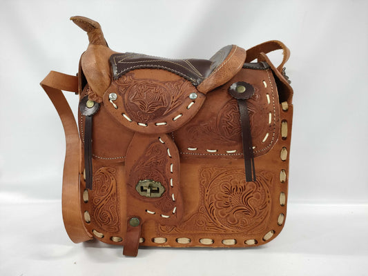 Mexican Leather Carving Shoulder Bag