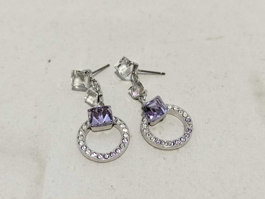 Swarovski Circle Amethyst Earrings