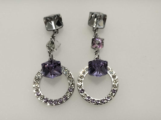 Swarovski Circle Amethyst Earrings