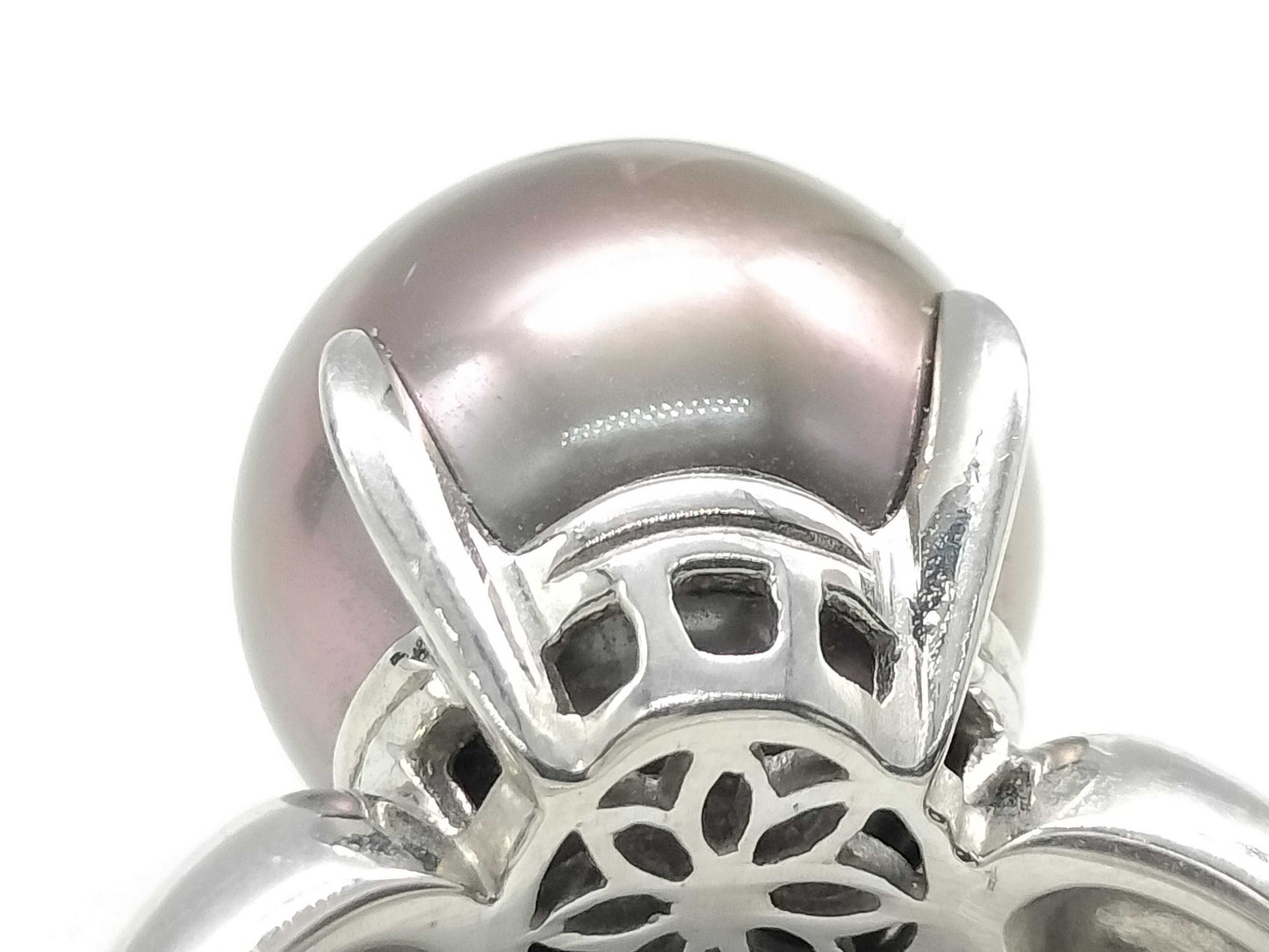 Black South Sea Pearl Ring, Diameter approx. 11.0mm, Pt900, 7.9g 