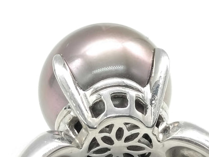 Black South Sea Pearl Ring, Diameter approx. 11.0mm, Pt900, 7.9g 