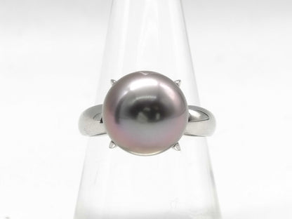 Black South Sea Pearl Ring, Diameter approx. 11.0mm, Pt900, 7.9g 