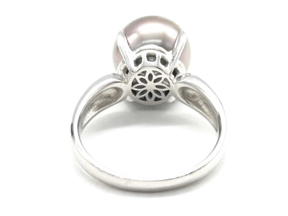 Black South Sea Pearl Ring, Diameter approx. 11.0mm, Pt900, 7.9g 
