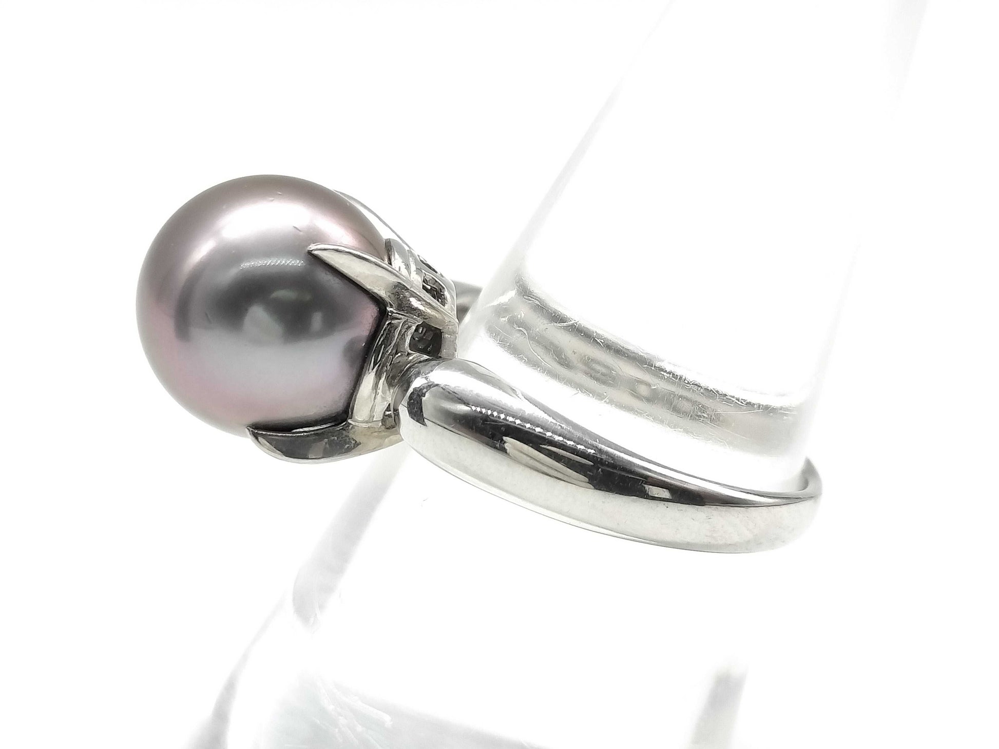 Black South Sea Pearl Ring, Diameter approx. 11.0mm, Pt900, 7.9g 