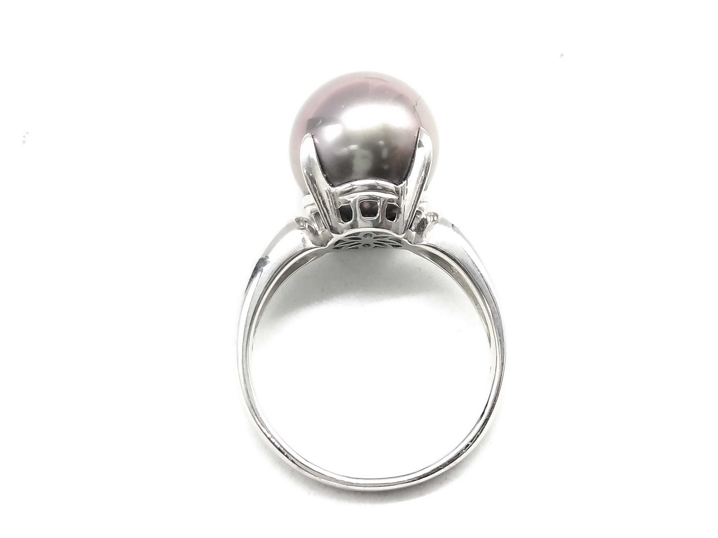 Black South Sea Pearl Ring, Diameter approx. 11.0mm, Pt900, 7.9g 