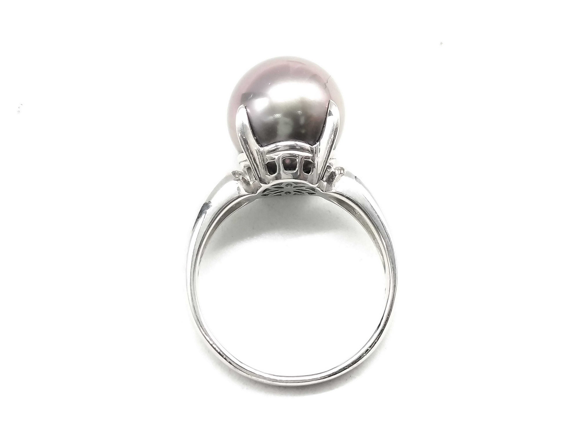 Black South Sea Pearl Ring, Diameter approx. 11.0mm, Pt900, 7.9g 