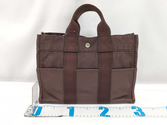HERMES Foul Tou PM Canvas x Half Leather Bag Handbag