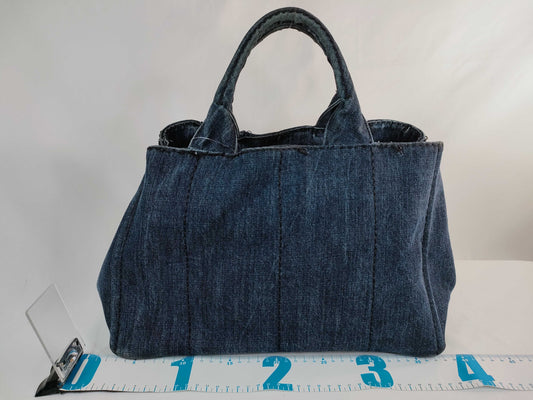PRADA Canapa Denim 2-Way Handbag