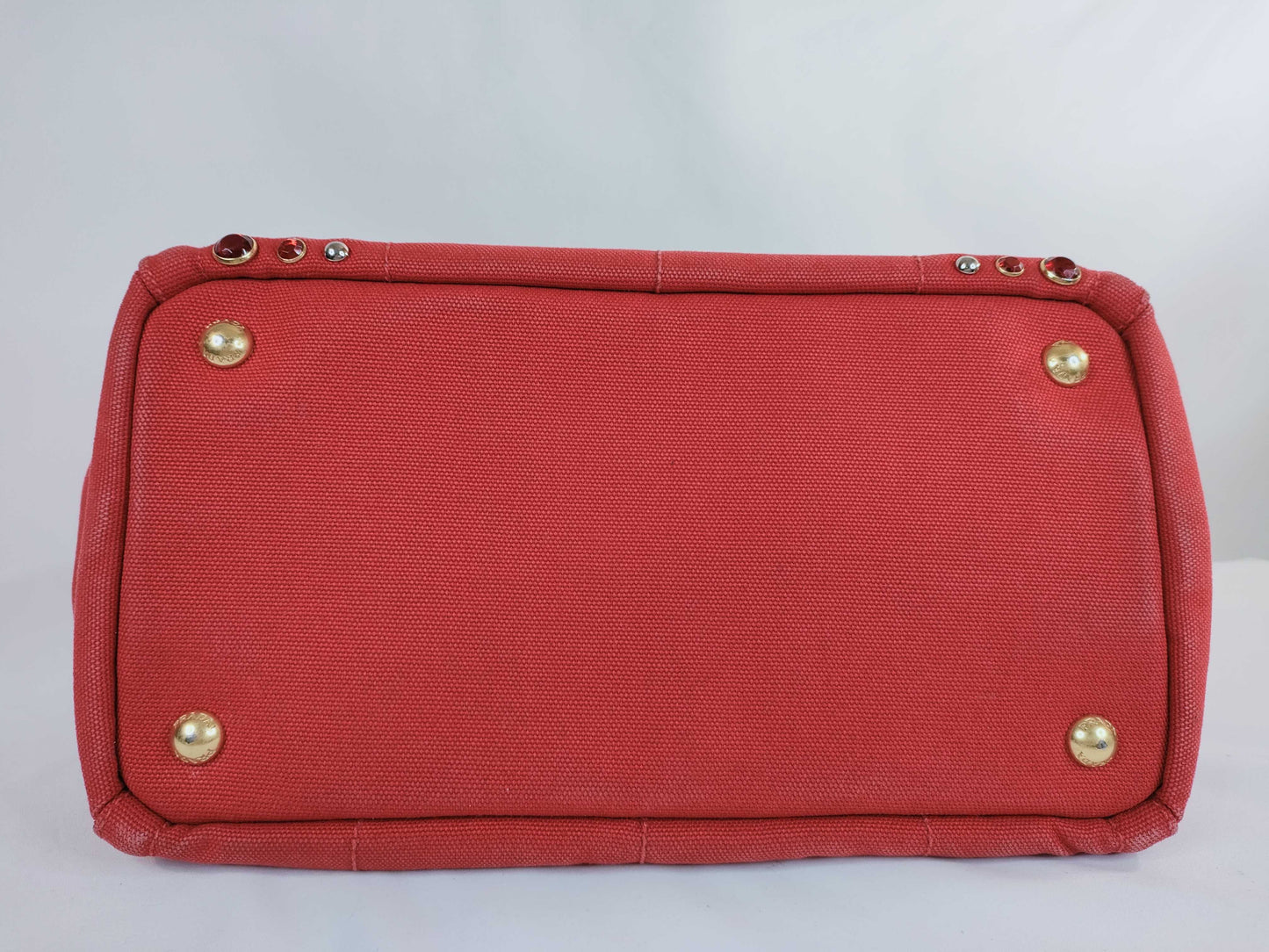 PRADA Bejeweled Canapa Canvas Handbag