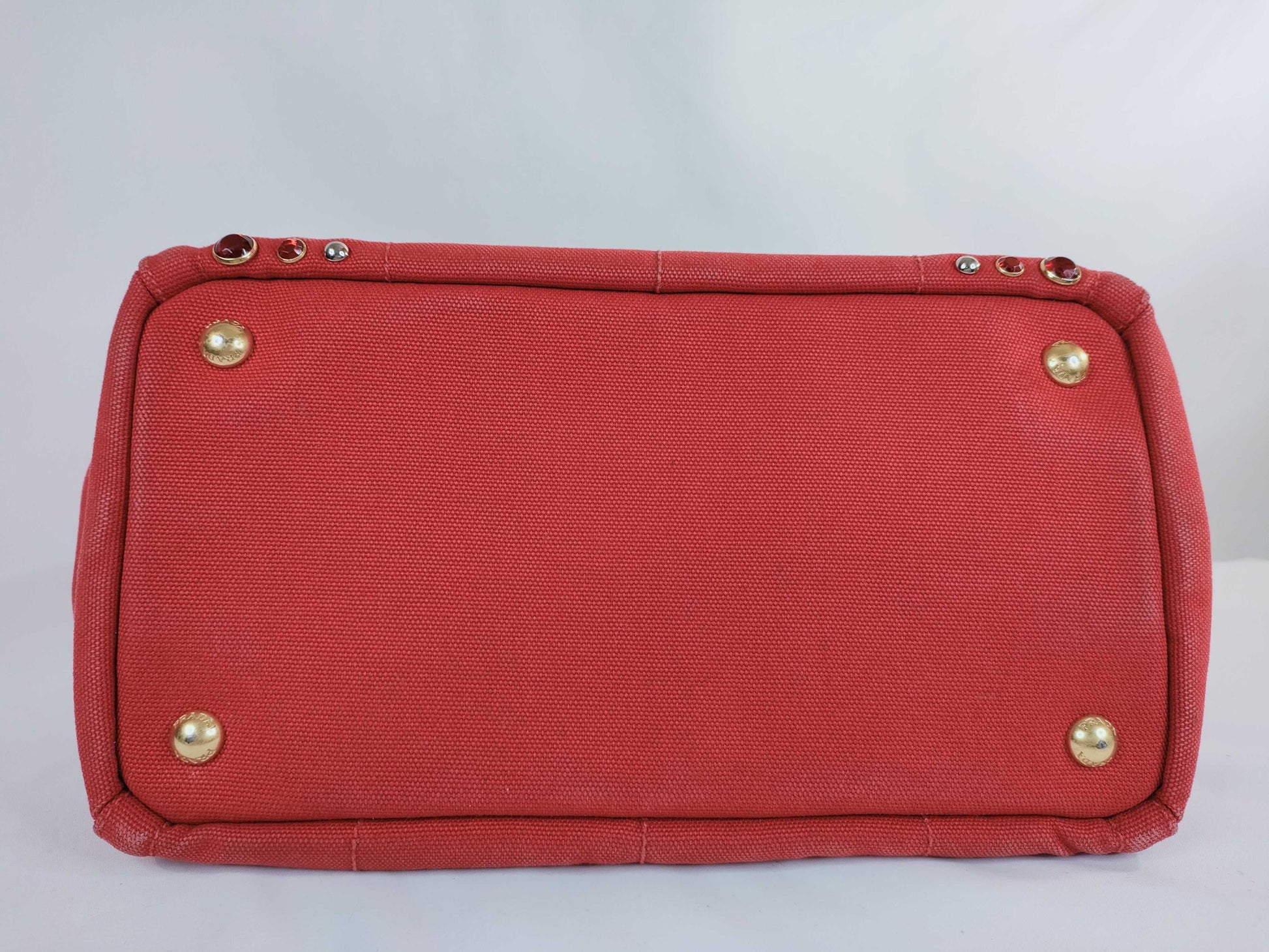 PRADA Bejeweled Canapa Canvas Handbag