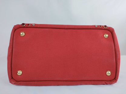 PRADA Bejeweled Canapa Canvas Handbag