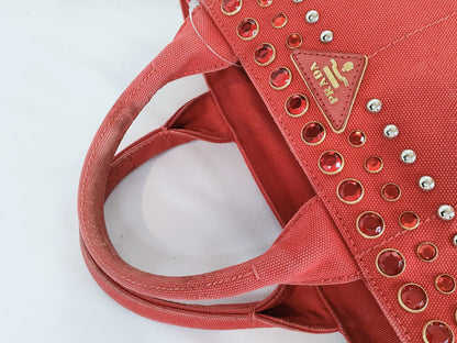 PRADA Bejeweled Canapa Canvas Handbag