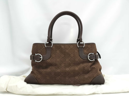 Salvatore Ferragamo Gancini Cotton Handbag