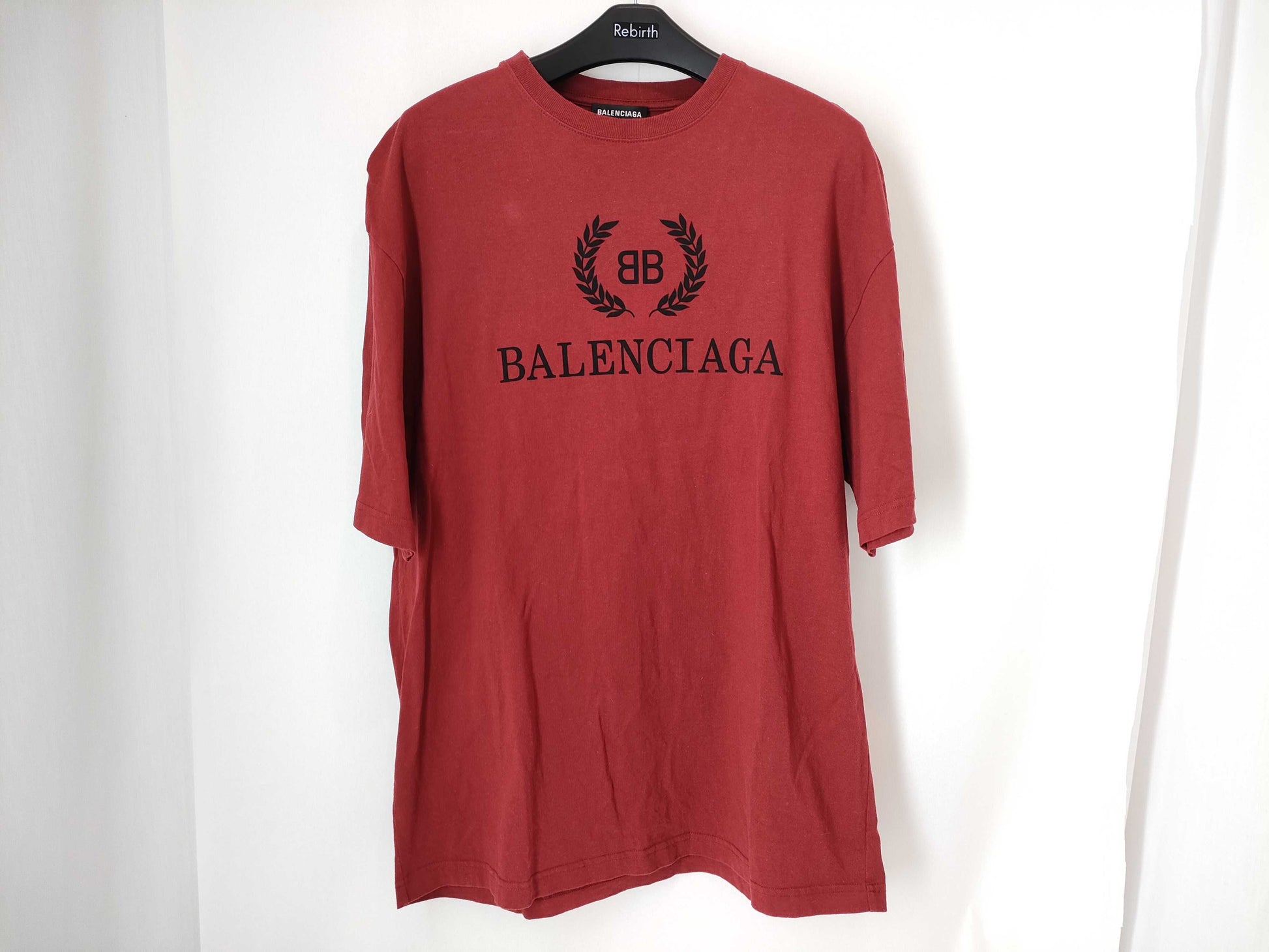 BALENCIAGA BB Balenciaga Short Sleeve T-Shirt with Logo, Red, Size XS