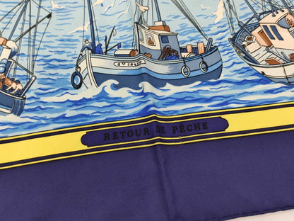 HERMES HERMES Carre RETOUR DE PECHE/Navy Scarf Scarf